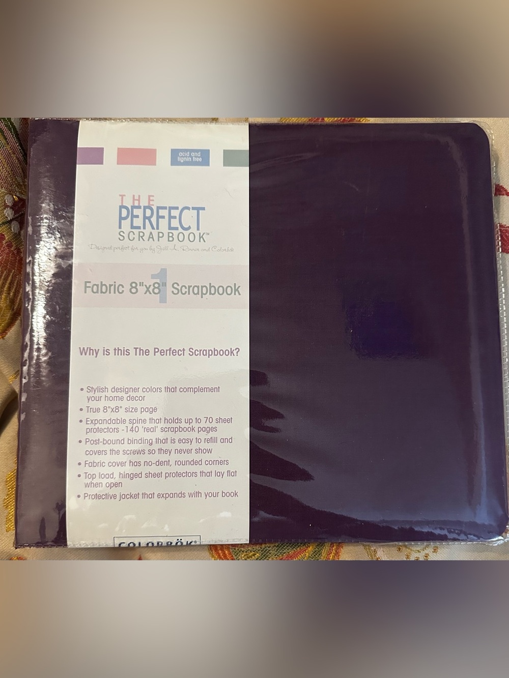 ColorBok "The Perfect Scrapbook" 8" x 8" Fabric Postbound Album Purple Photos